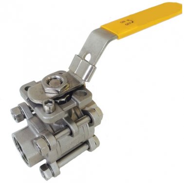 BALL VALVE 32MM (1 1/4") BSP SS316 3-PIECE C/W ISO PAD